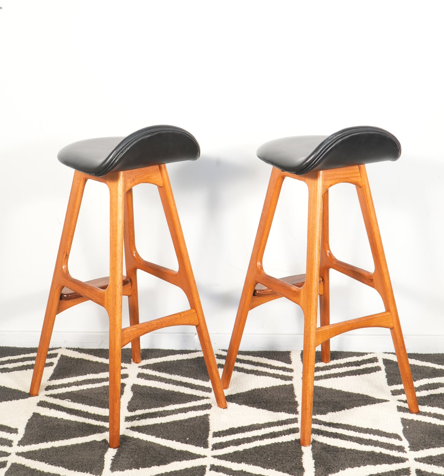 Pair Erik Buch Teak and Rosewood Model OD-61 Bar Stools