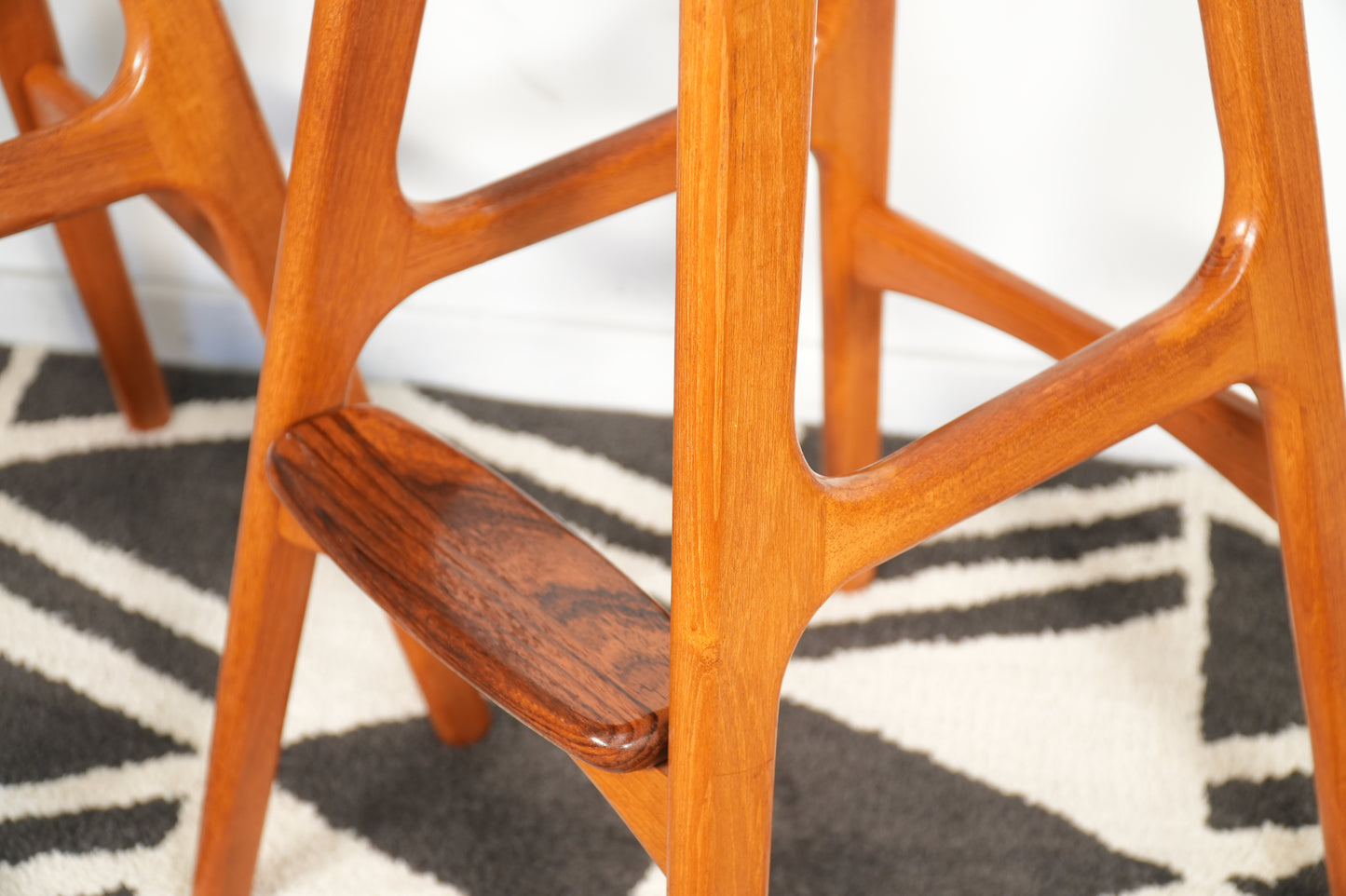 Pair Erik Buch Teak and Rosewood Model OD-61 Bar Stools