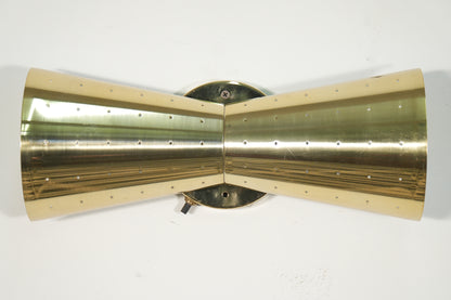 Moe Light Vintage Brass Bowtie Dual Cone Sconce Mid-Century 50s 60s Atomic