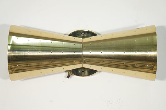 Moe Light Vintage Brass Bowtie Dual Cone Sconce Mid-Century 50s 60s Atomic