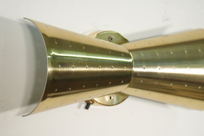 Moe Light Vintage Brass Bowtie Dual Cone Sconce Mid-Century 50s 60s Atomic