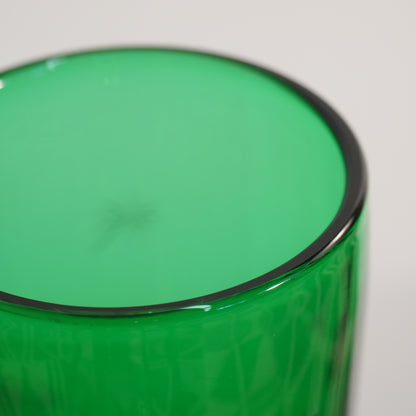 Emerald Glo Green Atomic Starburst Mid-Century Cocktail Martini Shaker Paden City Glass Brass Top