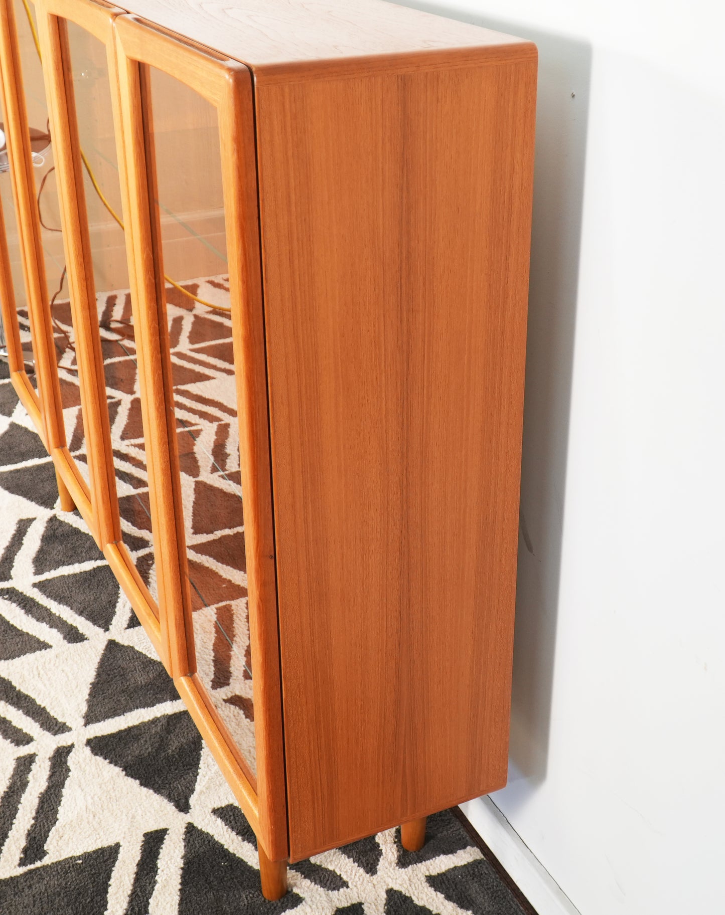 Danish Teak Mid-Century Lighted Display Cabinet Glass Doors and Shelves