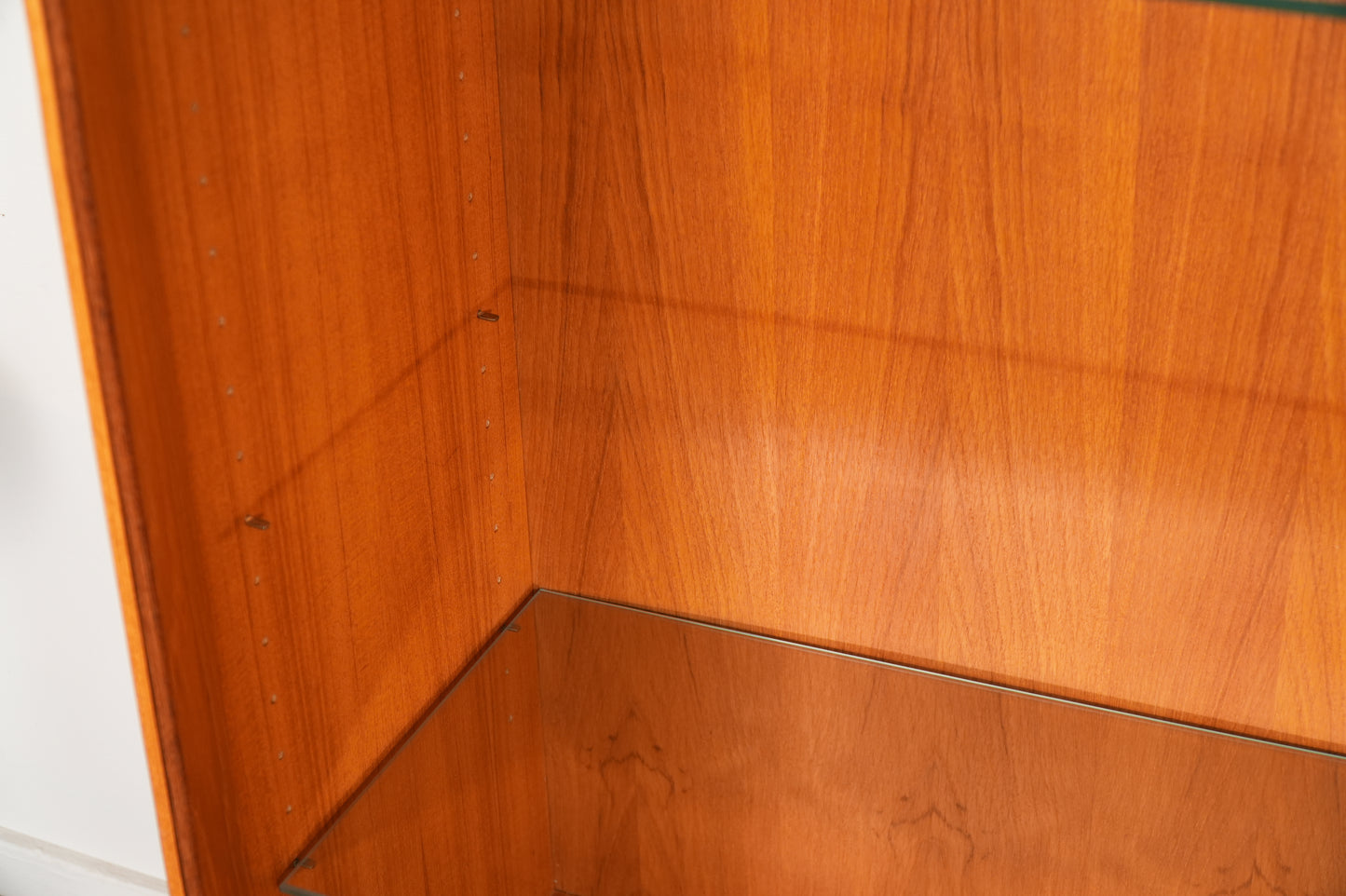 Danish Teak Mid-Century Lighted Display Cabinet Glass Doors and Shelves