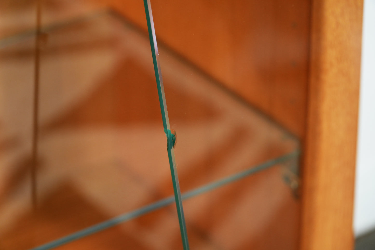 Danish Teak Mid-Century Lighted Display Cabinet Glass Doors and Shelves