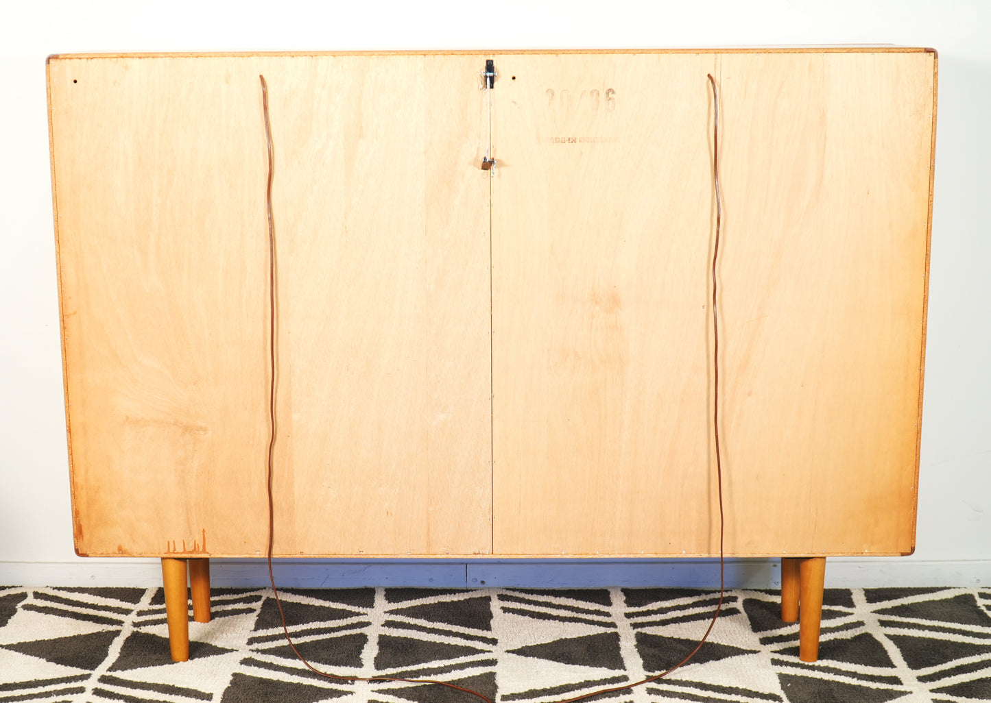 Danish Teak Mid-Century Lighted Display Cabinet Glass Doors and Shelves