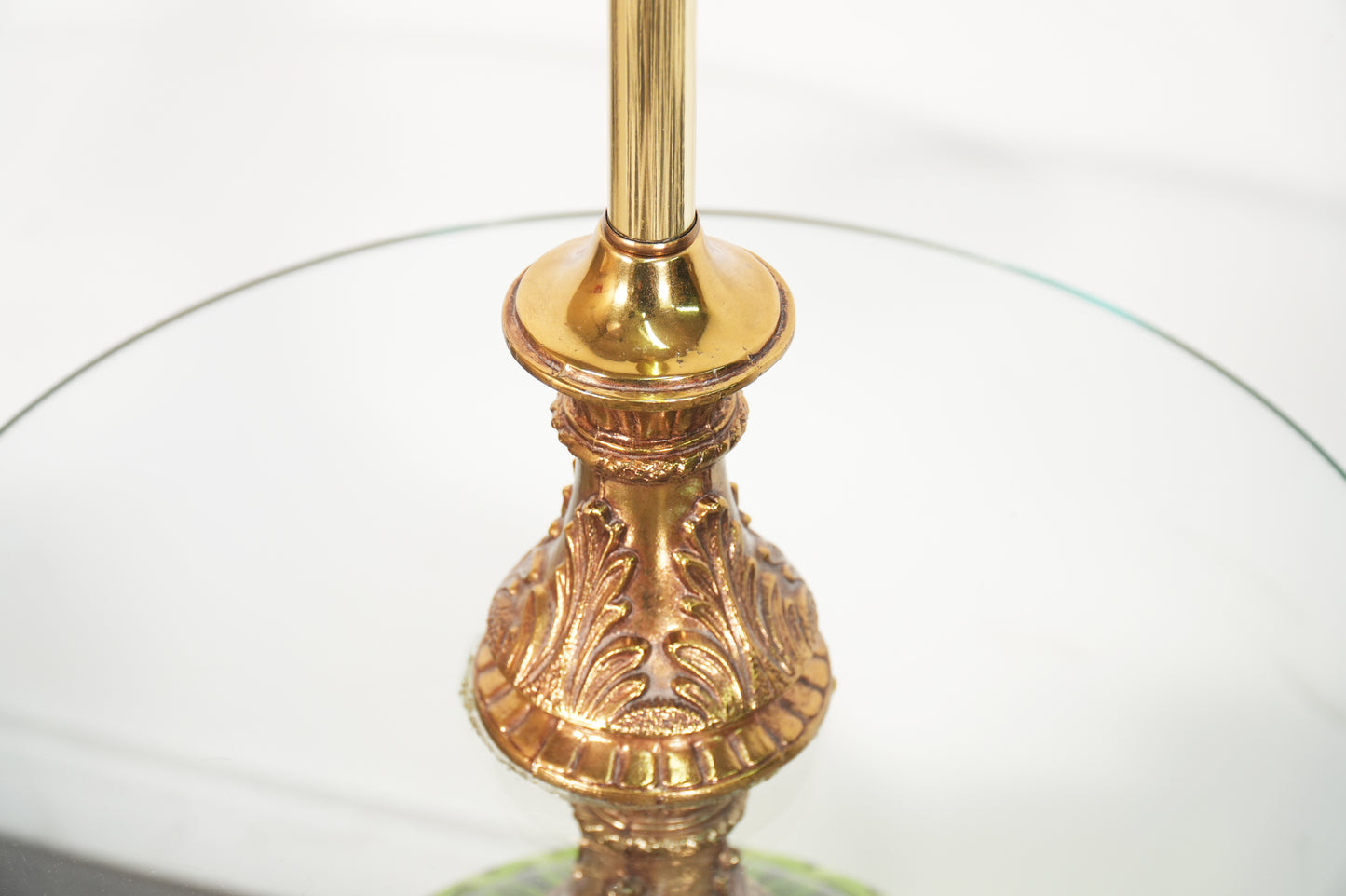 1970s Green Glass Table Floor Lamp by EF & EF Industries Hollywood Regency