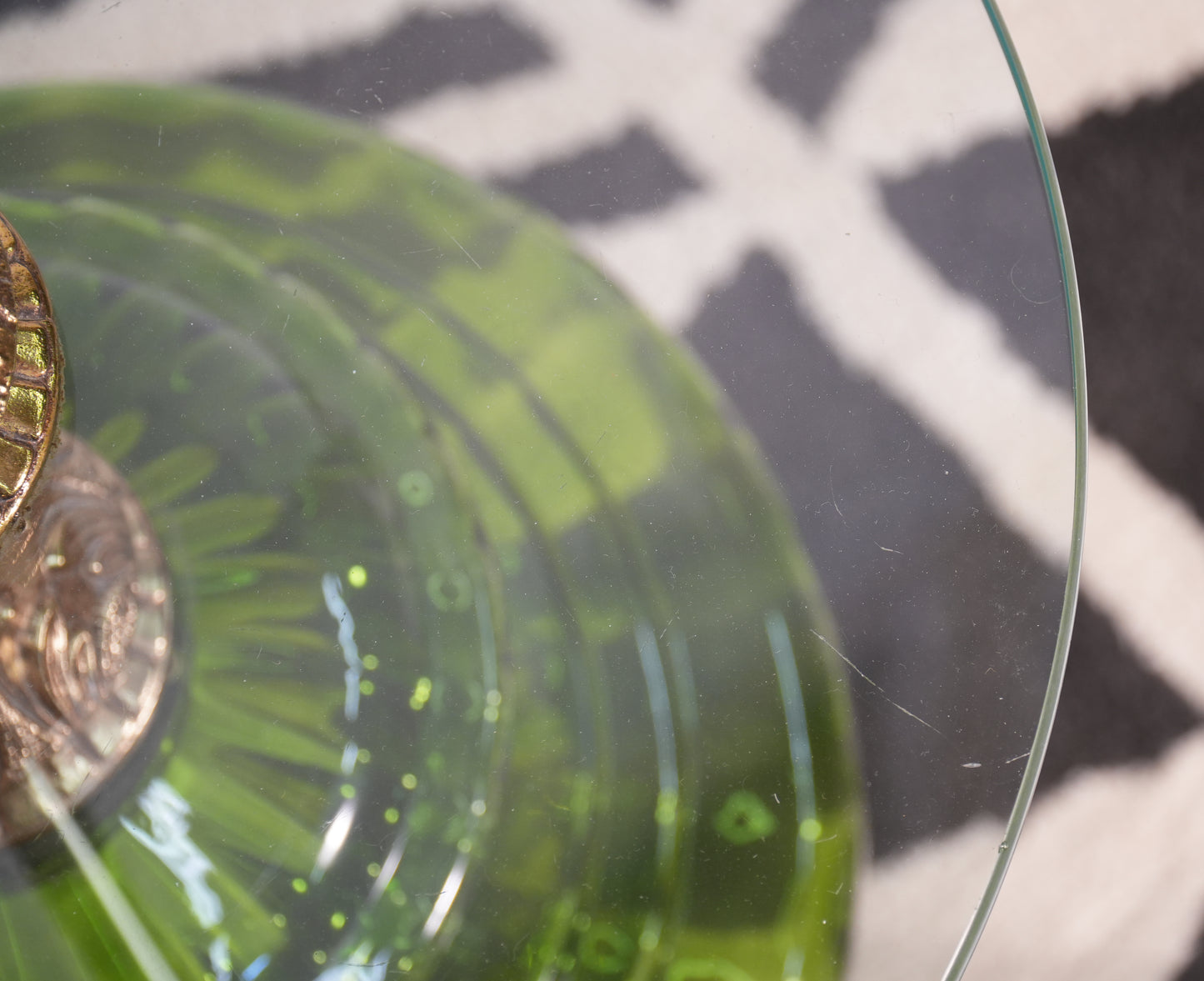 1970s Green Glass Table Floor Lamp by EF & EF Industries Hollywood Regency
