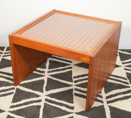 1970s Danish Solid Teak Grid Coffee Table by Komfort