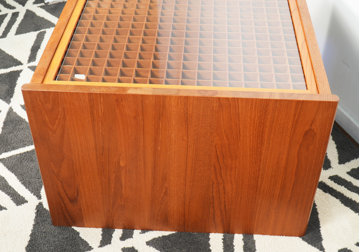 1970s Danish Solid Teak Grid Coffee Table by Komfort