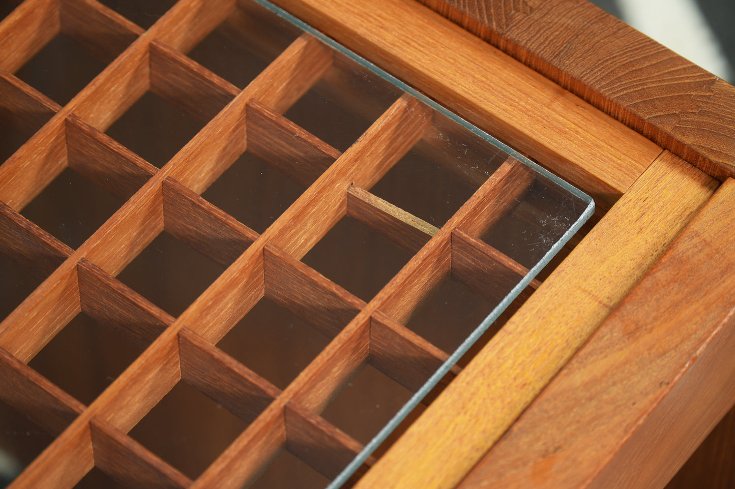 1970s Danish Solid Teak Grid Coffee Table by Komfort
