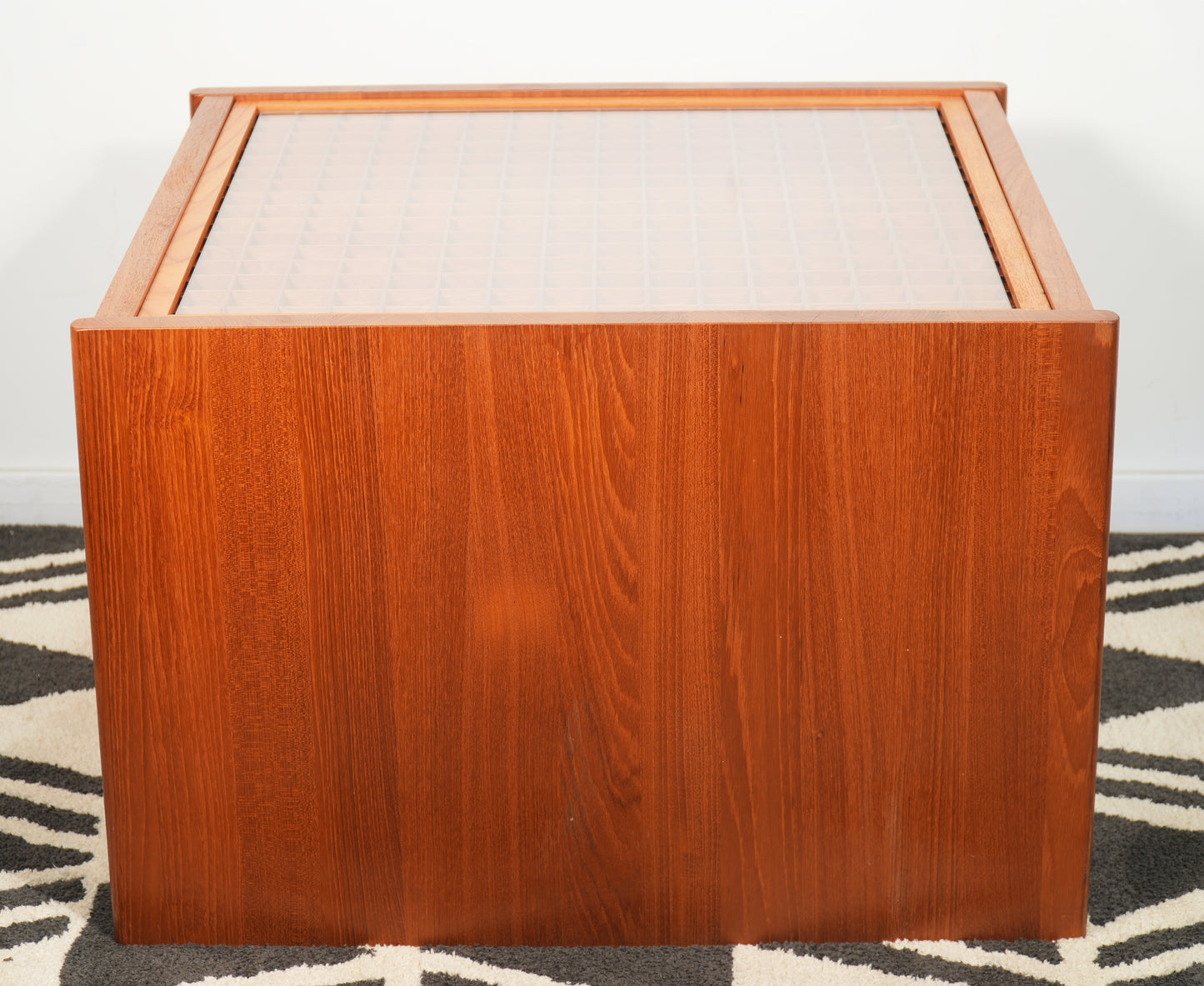 1970s Danish Solid Teak Grid Coffee Table by Komfort