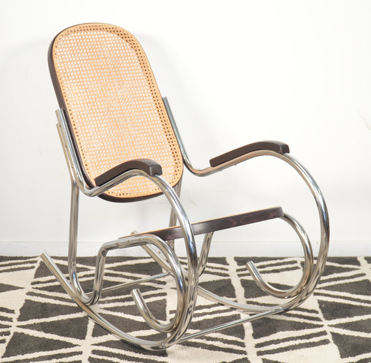 Marcel Breuer Inspired Bauhaus Cane Tubular Chrome Rocker