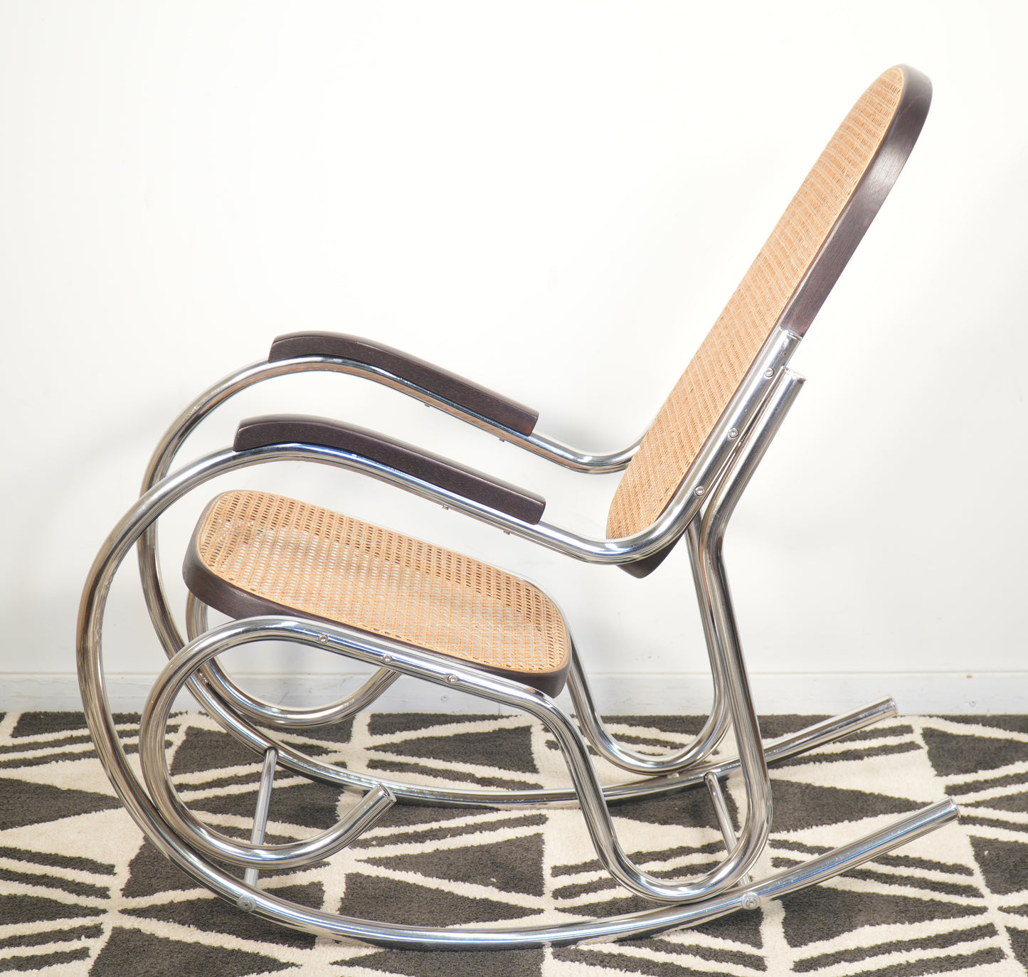 Marcel Breuer Inspired Bauhaus Cane Tubular Chrome Rocker