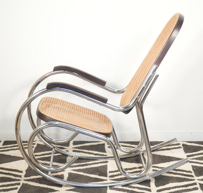 Marcel Breuer Inspired Bauhaus Cane Tubular Chrome Rocker
