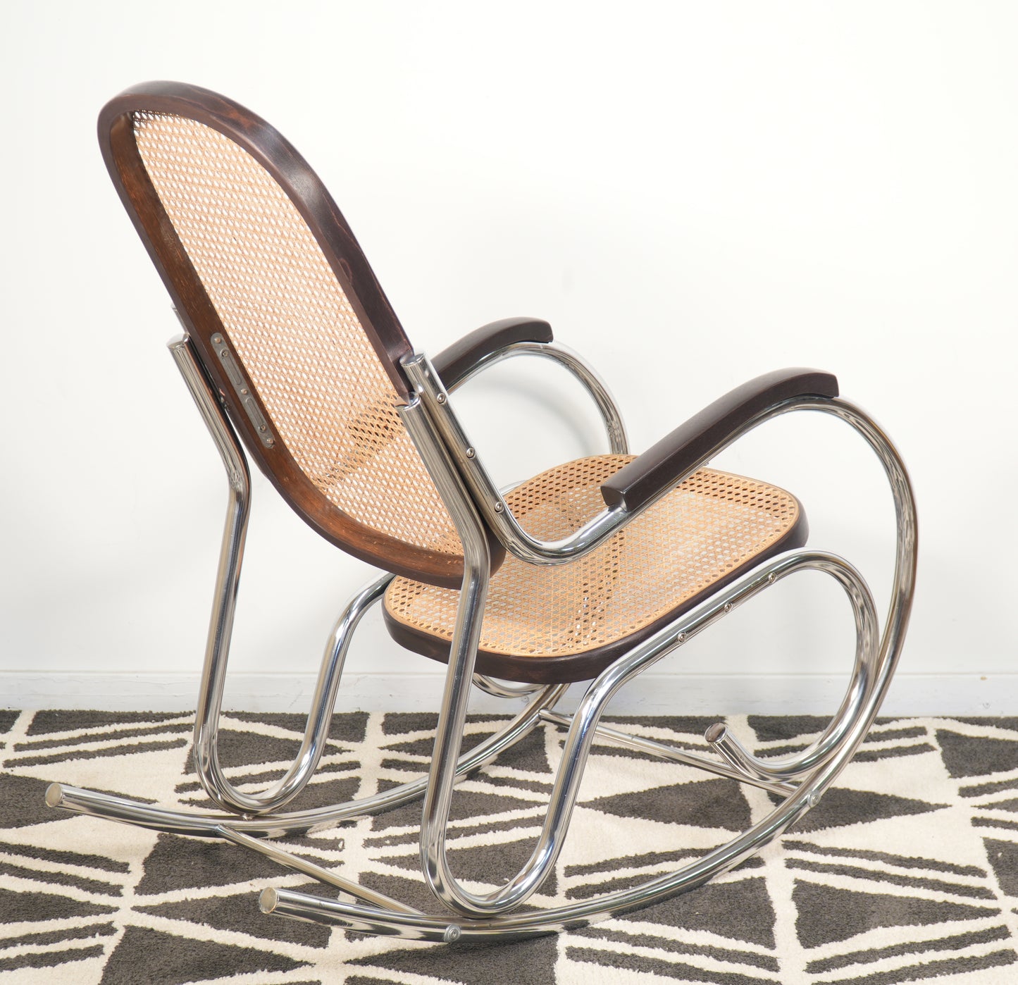 Marcel Breuer Inspired Bauhaus Cane Tubular Chrome Rocker