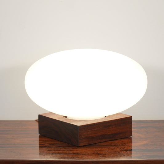 Mid Century Laurel Style Mushroom Table Lamp Walnut Base