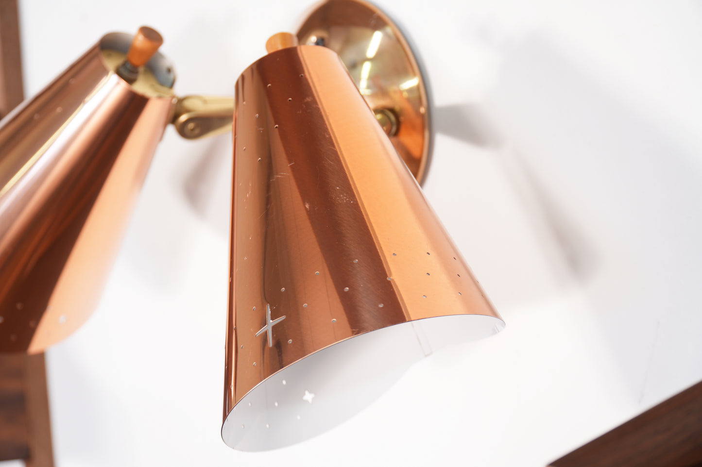 Vintage Copper Dual Wall Mounted Cone Light Sconce by Progress MFG. Co.