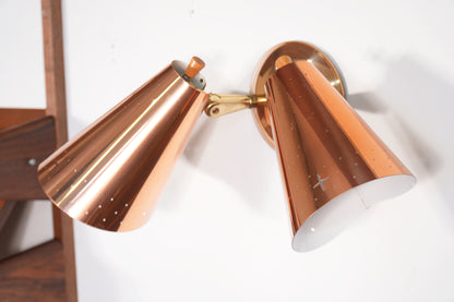 Vintage Copper Dual Wall Mounted Cone Light Sconce by Progress MFG. Co.