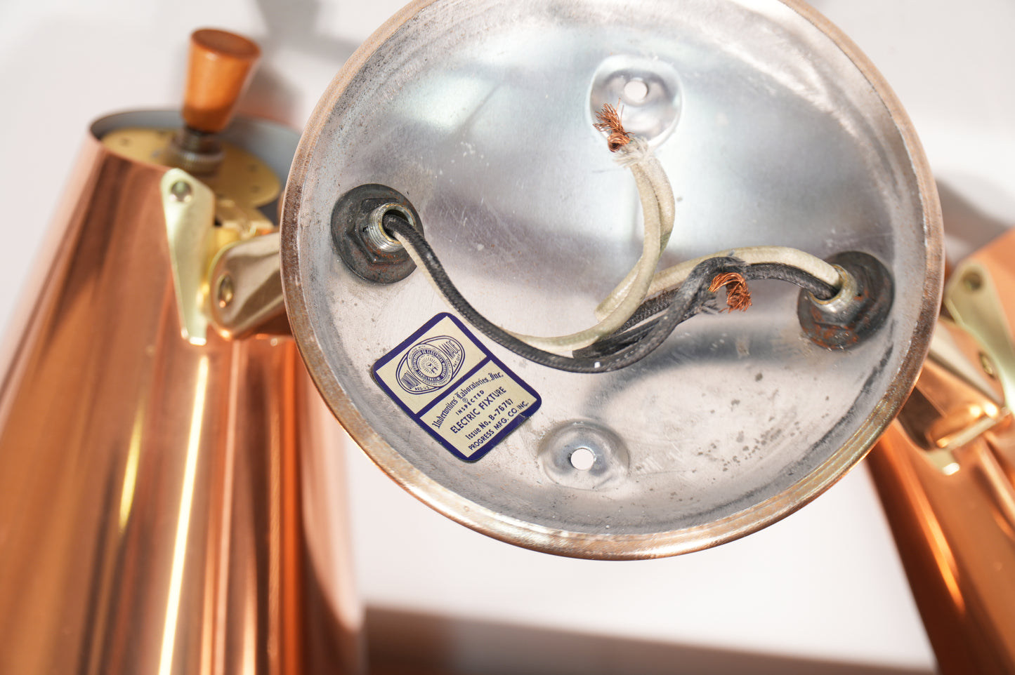 Vintage Copper Dual Wall Mounted Cone Light Sconce by Progress MFG. Co.