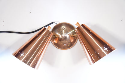 Vintage Copper Dual Wall Mounted Cone Light Sconce by Progress MFG. Co.