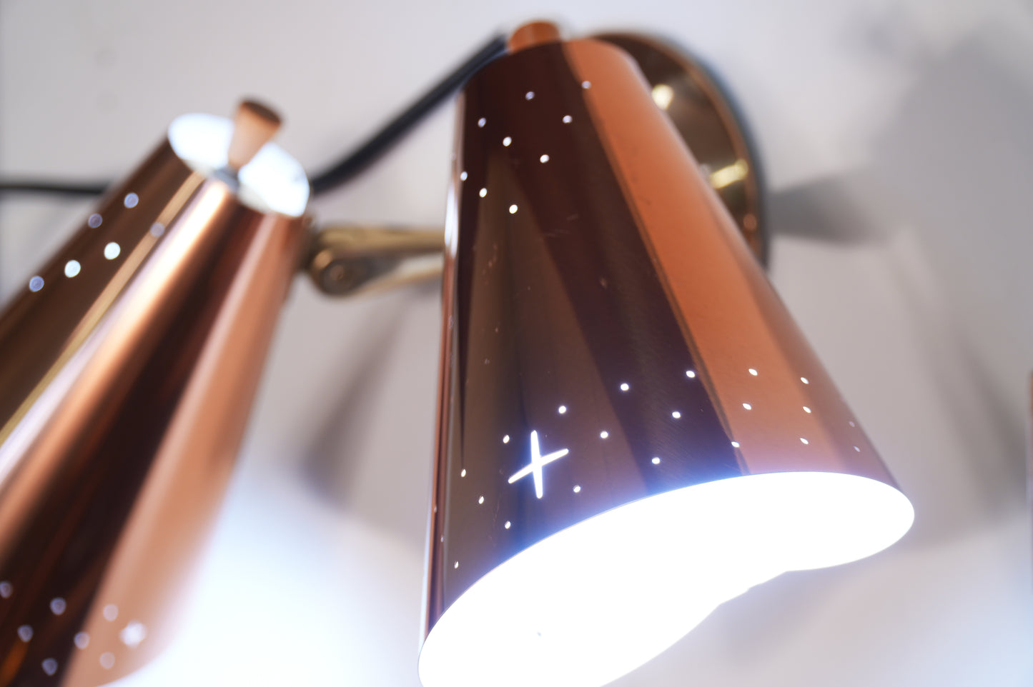 Vintage Copper Dual Wall Mounted Cone Light Sconce by Progress MFG. Co.