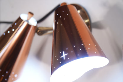 Vintage Copper Dual Wall Mounted Cone Light Sconce by Progress MFG. Co.