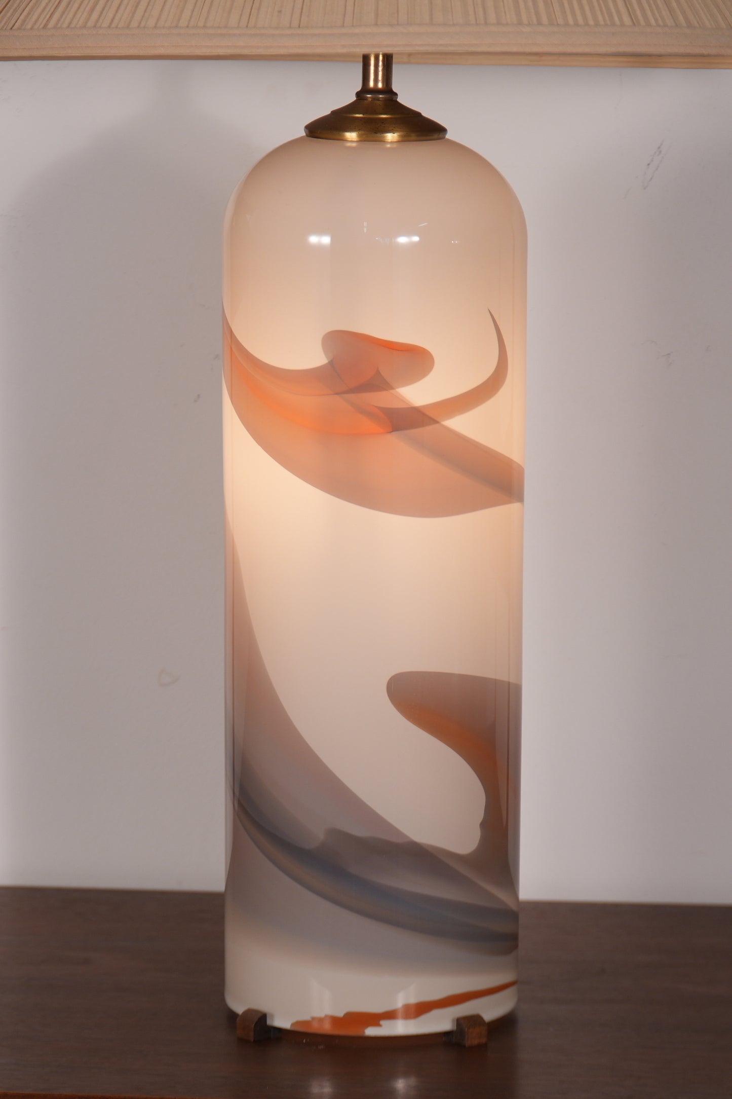 Cylindrical Hand-Blown Glass Table Lamp by Glasslight Studio