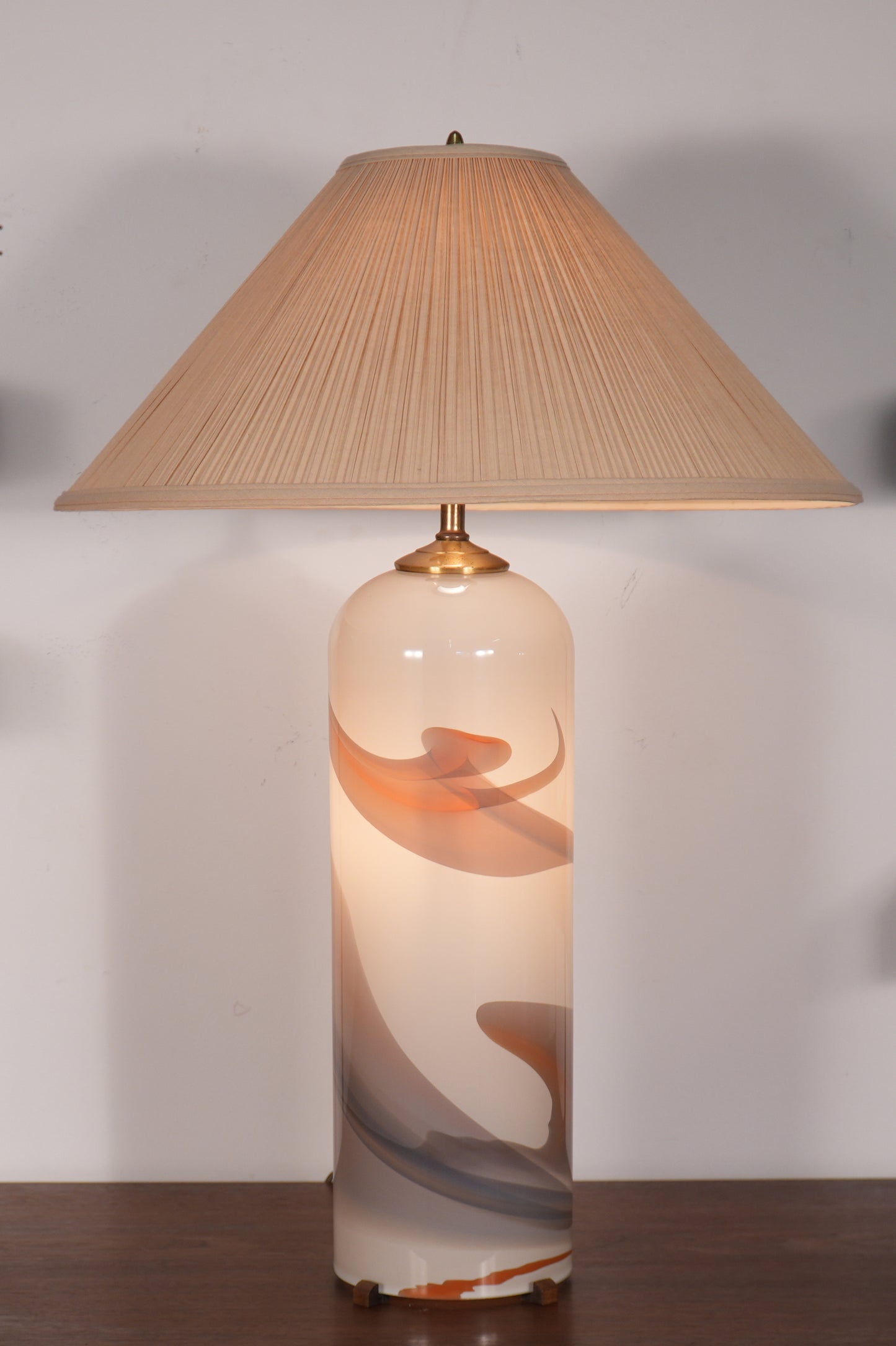 Cylindrical Hand-Blown Glass Table Lamp by Glasslight Studio