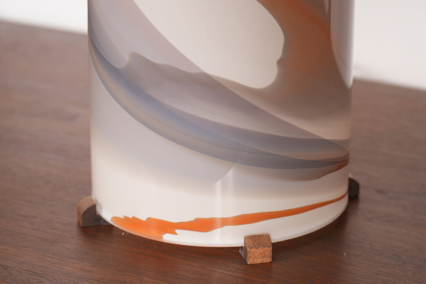 Cylindrical Hand-Blown Glass Table Lamp by Glasslight Studio