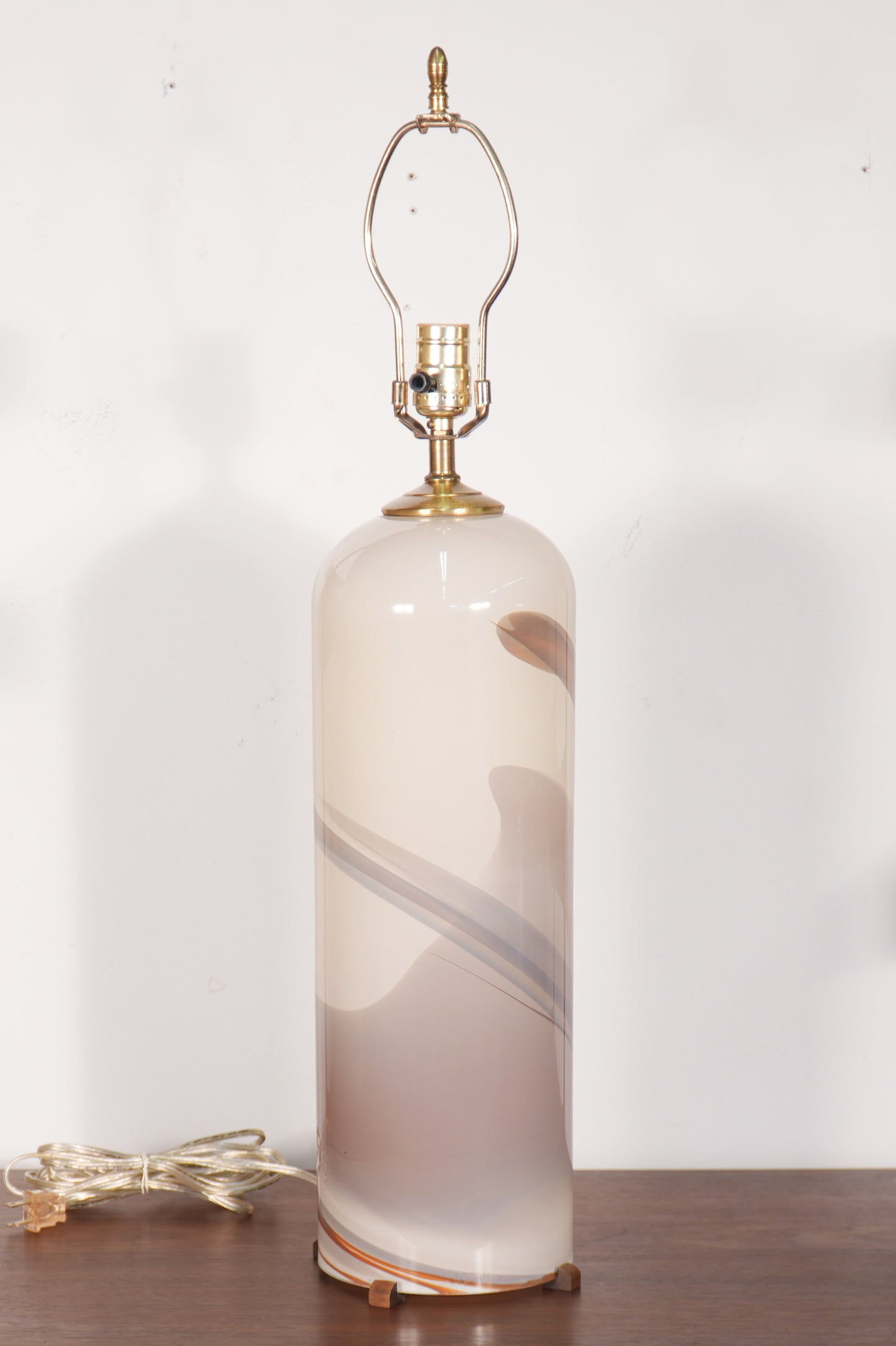 Cylindrical Hand-Blown Glass Table Lamp by Glasslight Studio