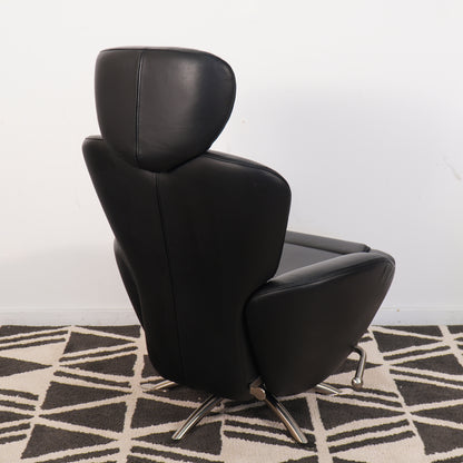 Cassina K10 Dodo Black Leather Recliner Armchair Lounge Italy