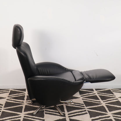 Cassina K10 Dodo Black Leather Recliner Armchair Lounge Italy