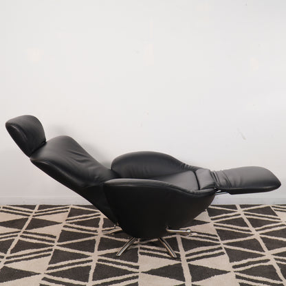 Cassina K10 Dodo Black Leather Recliner Armchair Lounge Italy