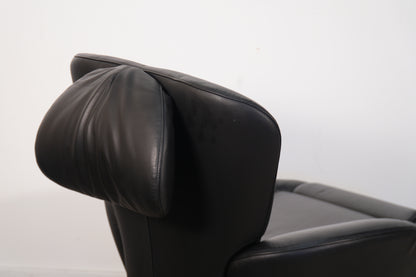 Cassina K10 Dodo Black Leather Recliner Armchair Lounge Italy