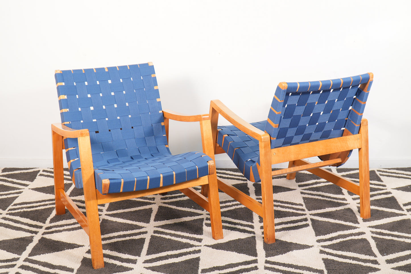 Pair Jens Risom for Knoll 652W Armchairs 1946