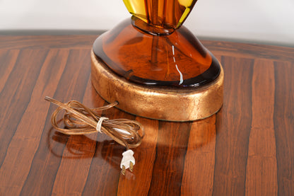 Mid-Century Green and Orange Sommerso Biomorphic Murano Glass Table Lamp