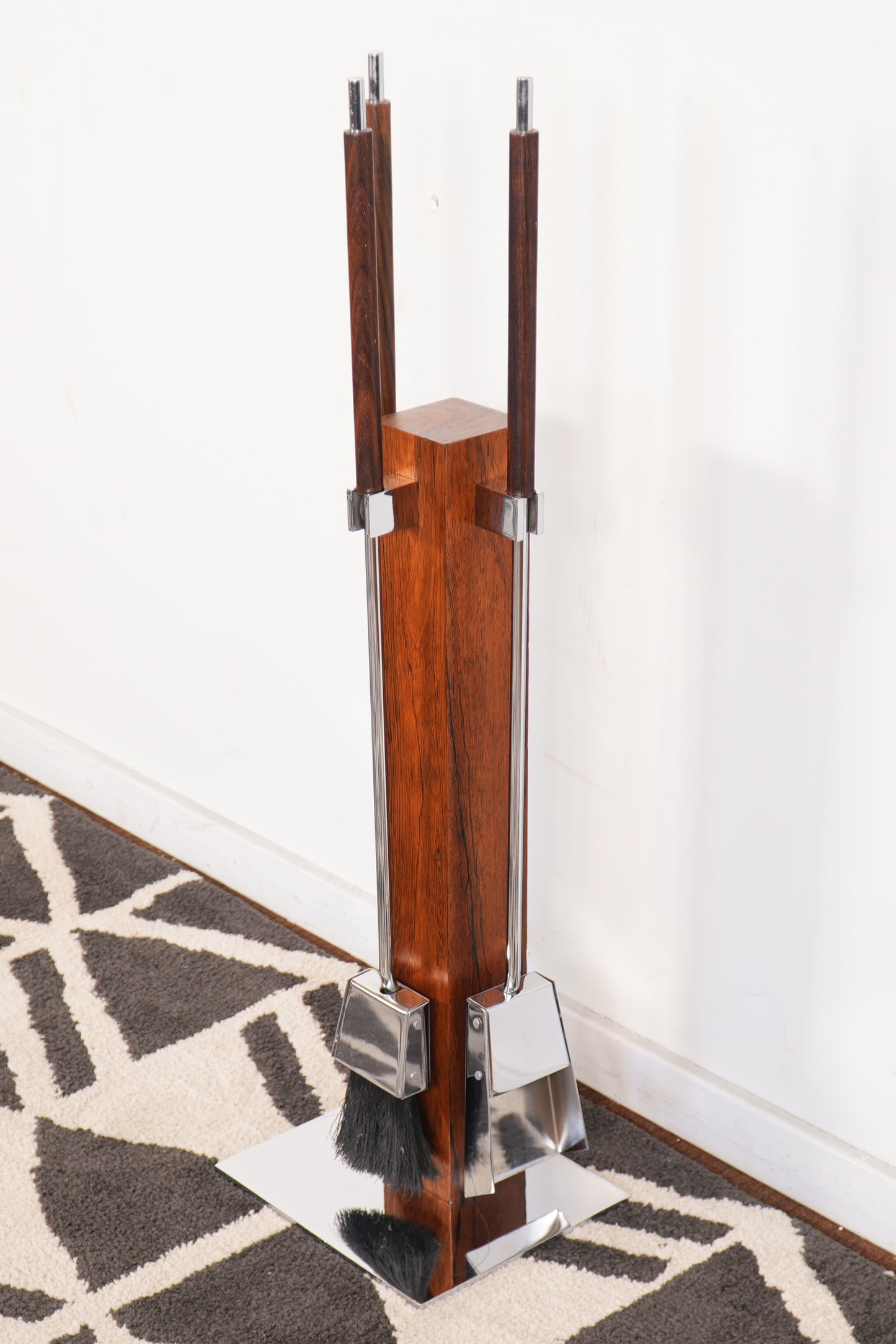 Alessandro Albrizzi Rosewood & Chrome Fireplace Toolset - Italy