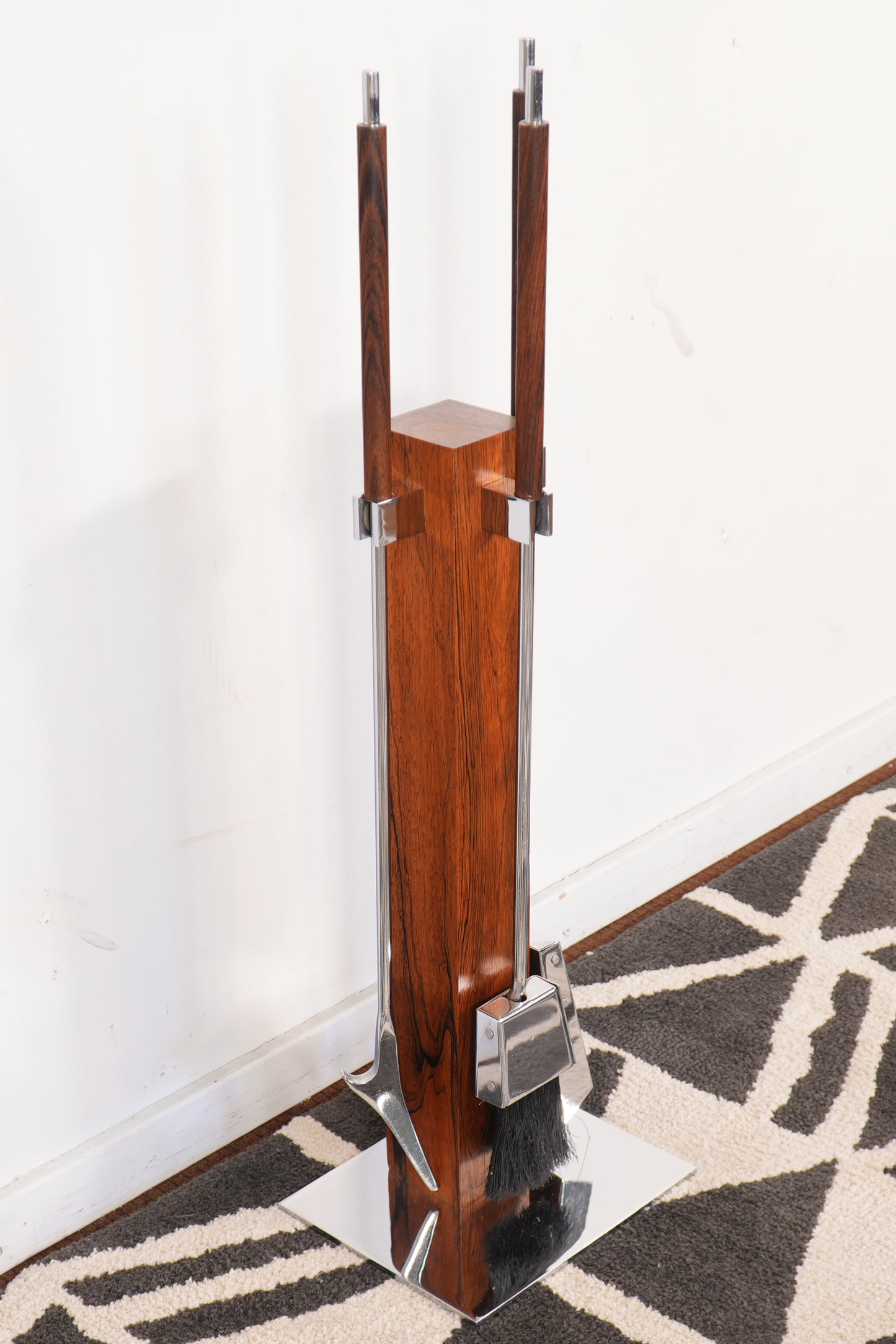 Alessandro Albrizzi Rosewood & Chrome Fireplace Toolset - Italy