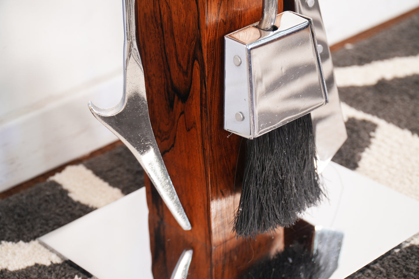 Alessandro Albrizzi Rosewood & Chrome Fireplace Toolset - Italy