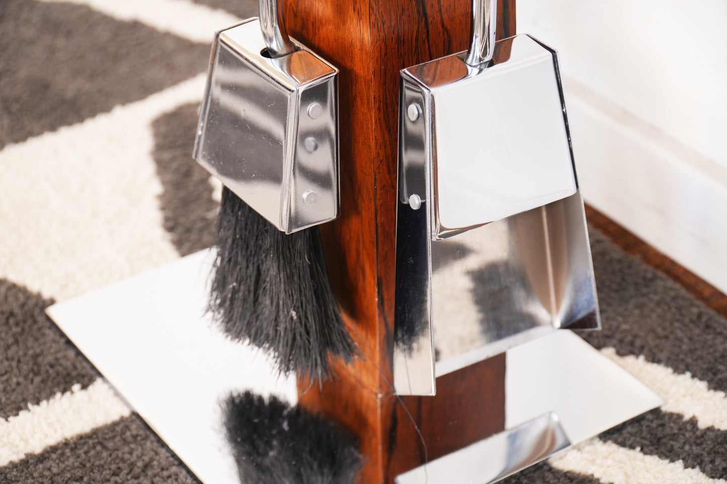 Alessandro Albrizzi Rosewood & Chrome Fireplace Toolset - Italy
