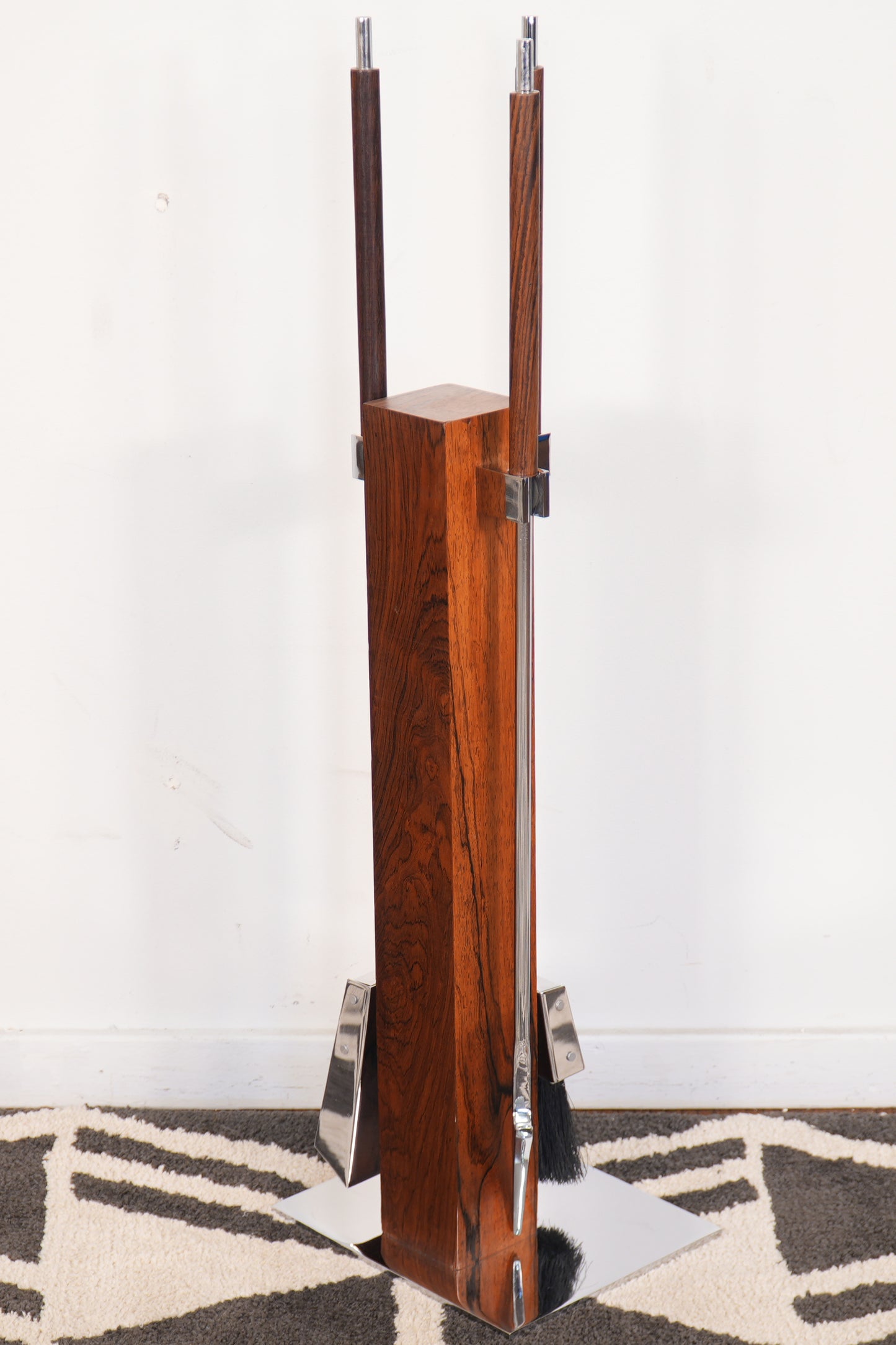 Alessandro Albrizzi Rosewood & Chrome Fireplace Toolset - Italy