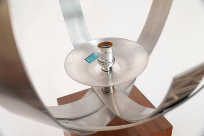 Laurel Lamp Co. Saturn Globe Aluminum Floor Lamp Walnut Base