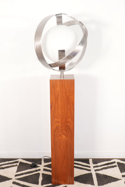 Laurel Lamp Co. Saturn Globe Aluminum Floor Lamp Walnut Base