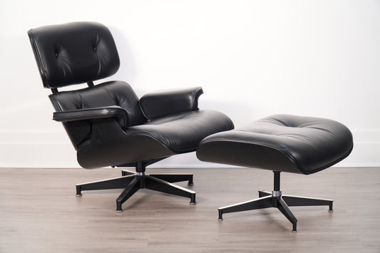 Eames Lounge Chair & Ottoman Ebony Ash Black Leather Tall 2020
