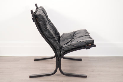 Vintage Westnofa Black Leather Siesta Chair