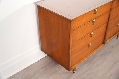 Vintage Walnut Lowboy Dresser by Cavalier Furniture