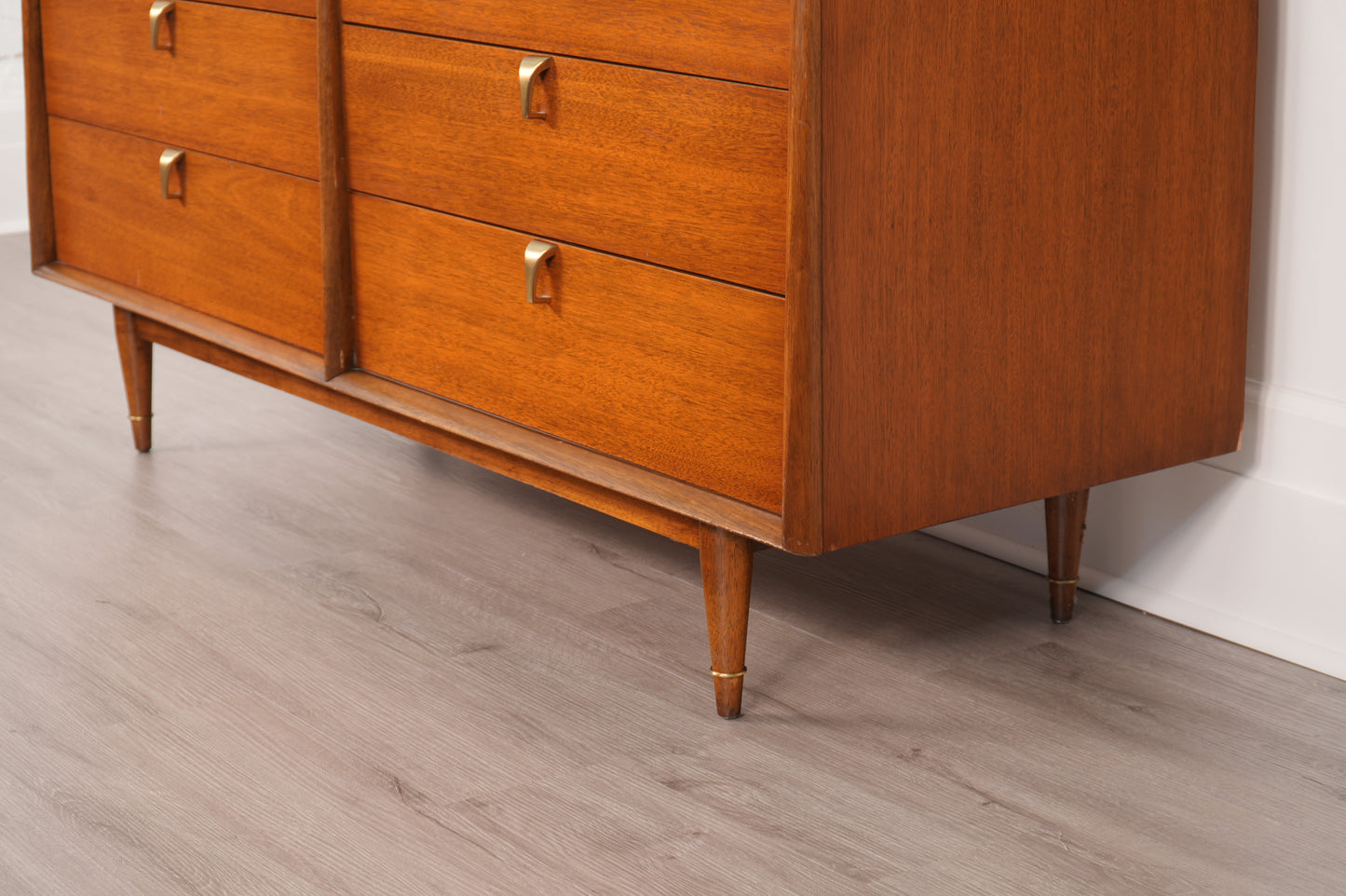 Vintage Walnut Lowboy Dresser by Cavalier Furniture