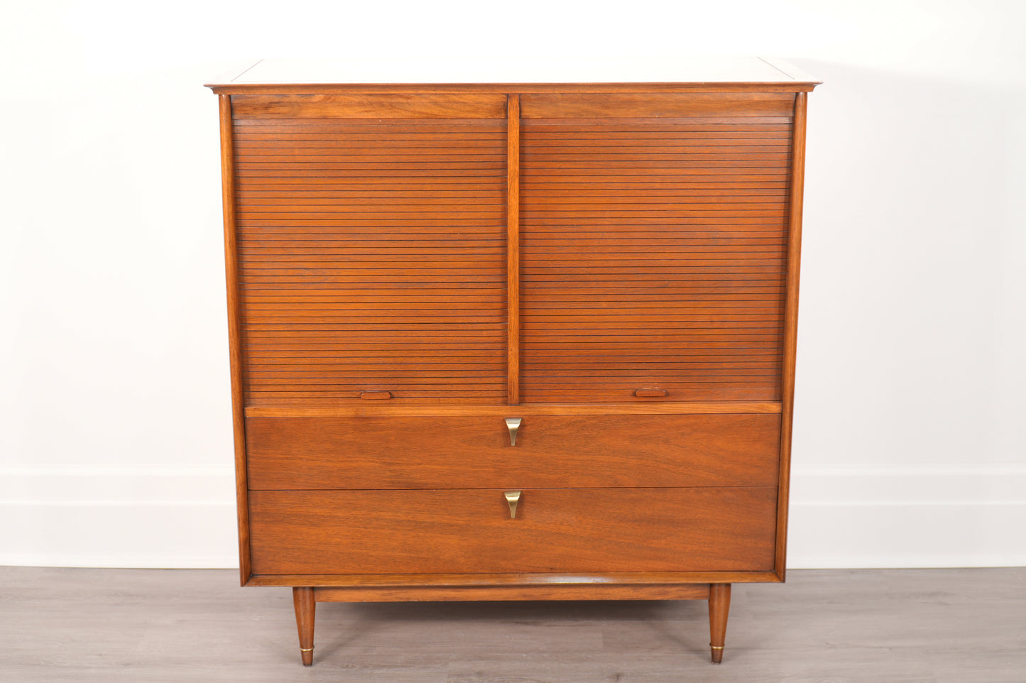 Vintage Walnut Highboy Dresser by Cavalier Furniture