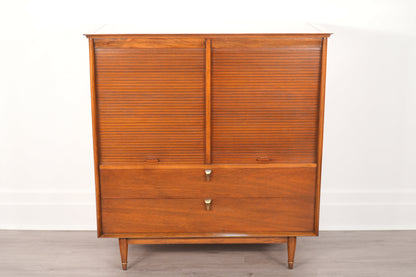 Vintage Walnut Highboy Dresser by Cavalier Furniture